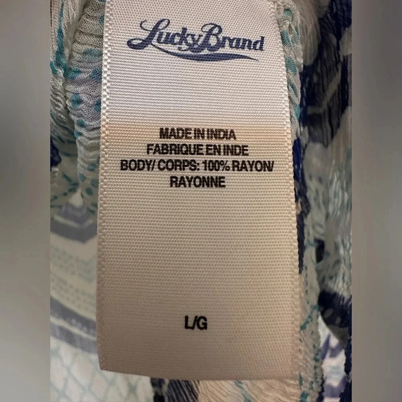 Lucky Brand blue and white chevron sheer long sleeve button up shirt - Picture 6 of 7